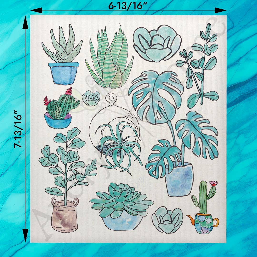 Succulent Collection Swedish Dishcloth – Plant Lover Gift