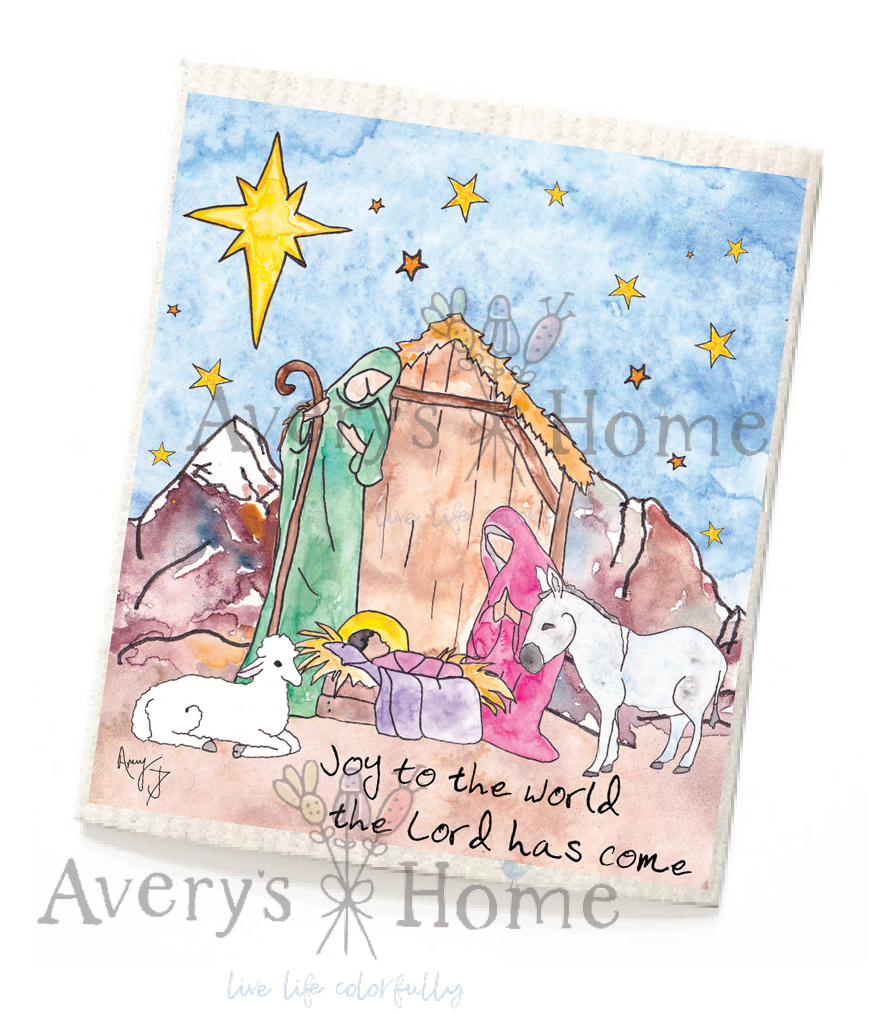 Nativity Christmas Swedish Dishcloth
