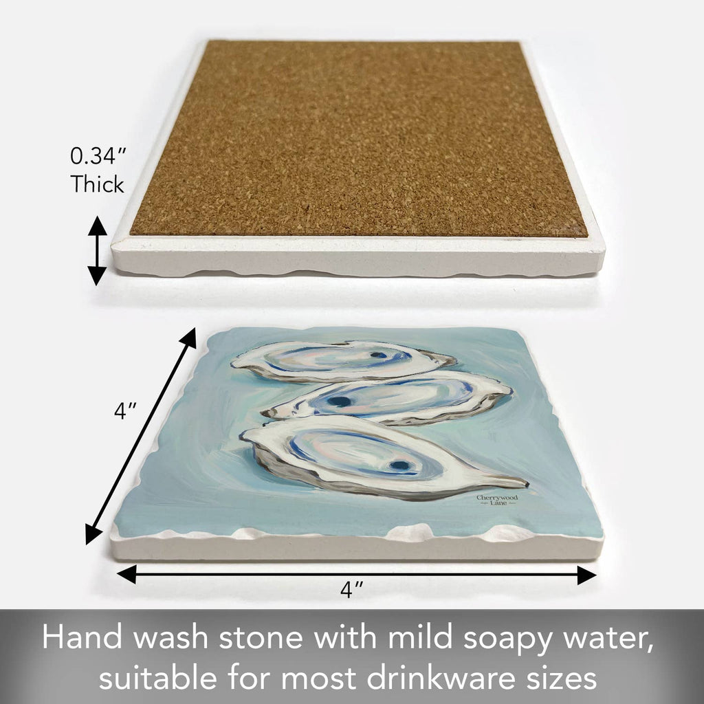 "Oysters Galore" Single Absorbent Tumbled Tile Coaster