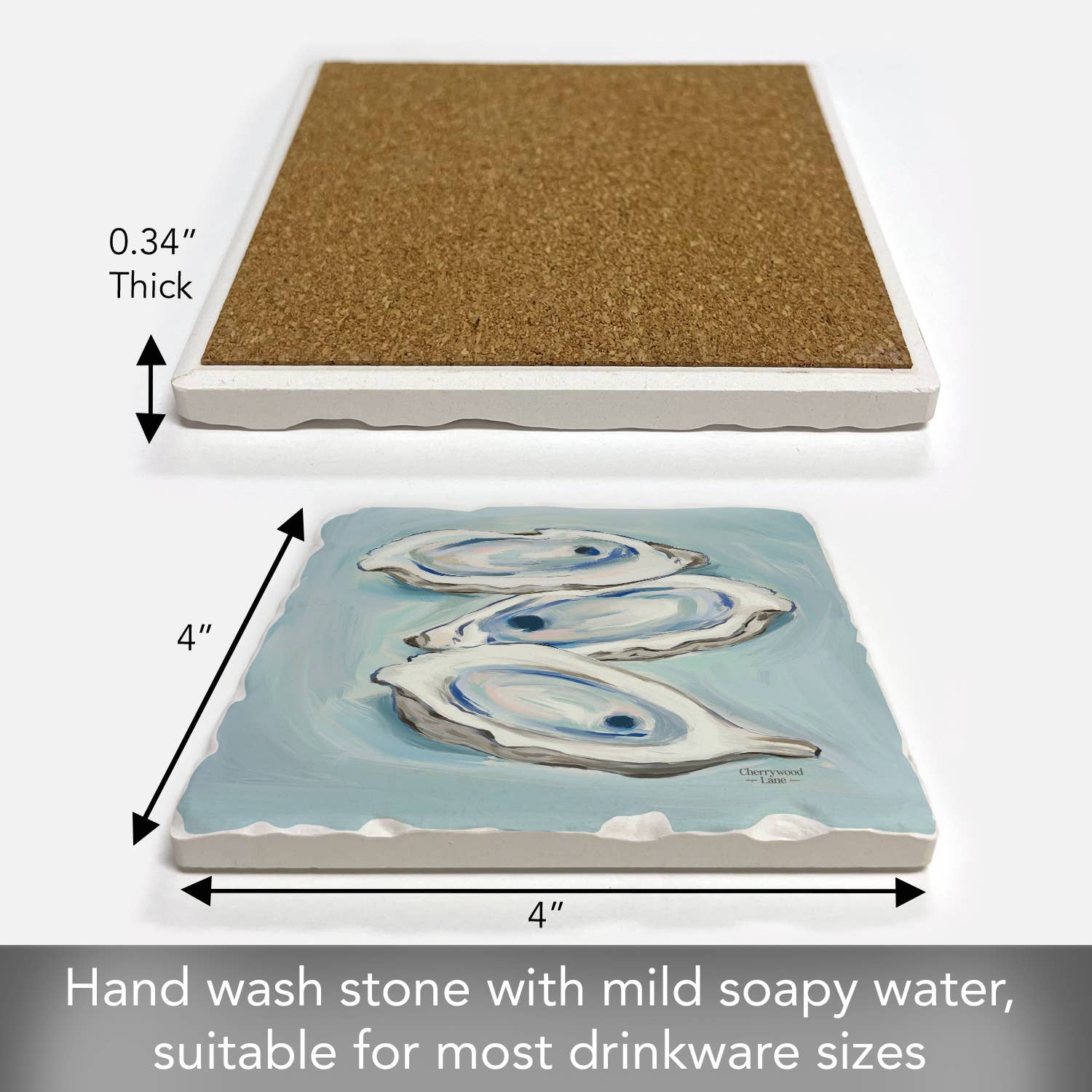 "Oysters Galore" Single Absorbent Tumbled Tile Coaster