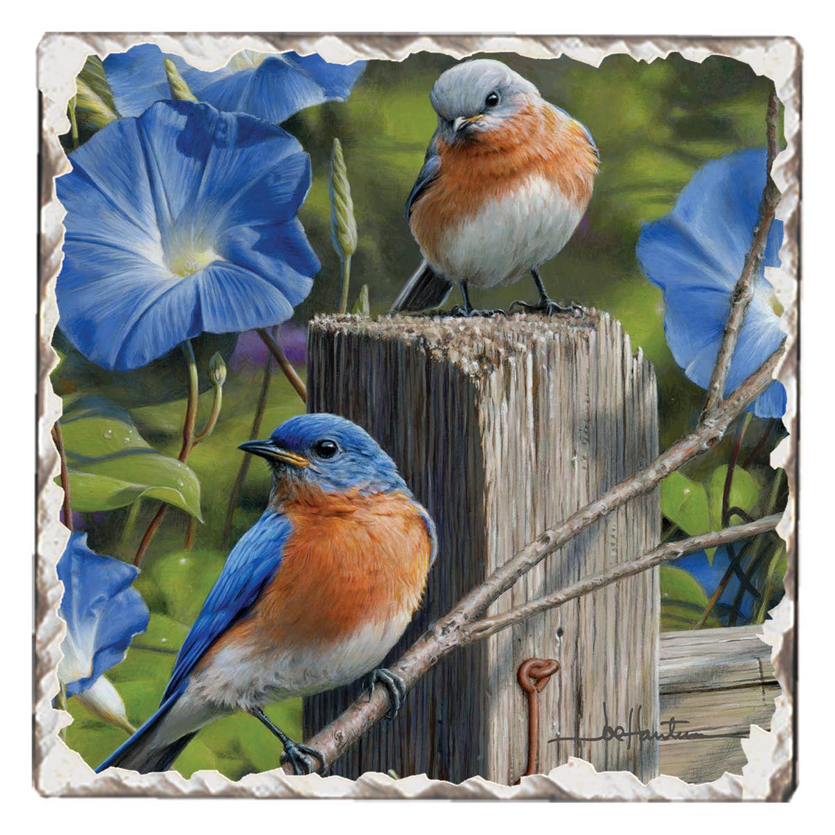 Blue Birds on Post Stone Coaster