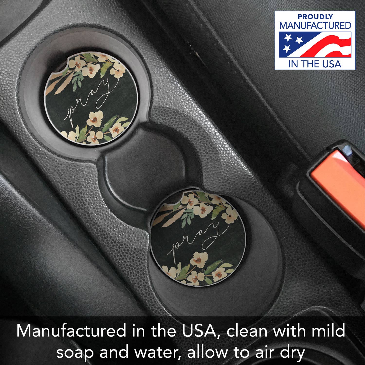 "Pray" Stone Car Coaster