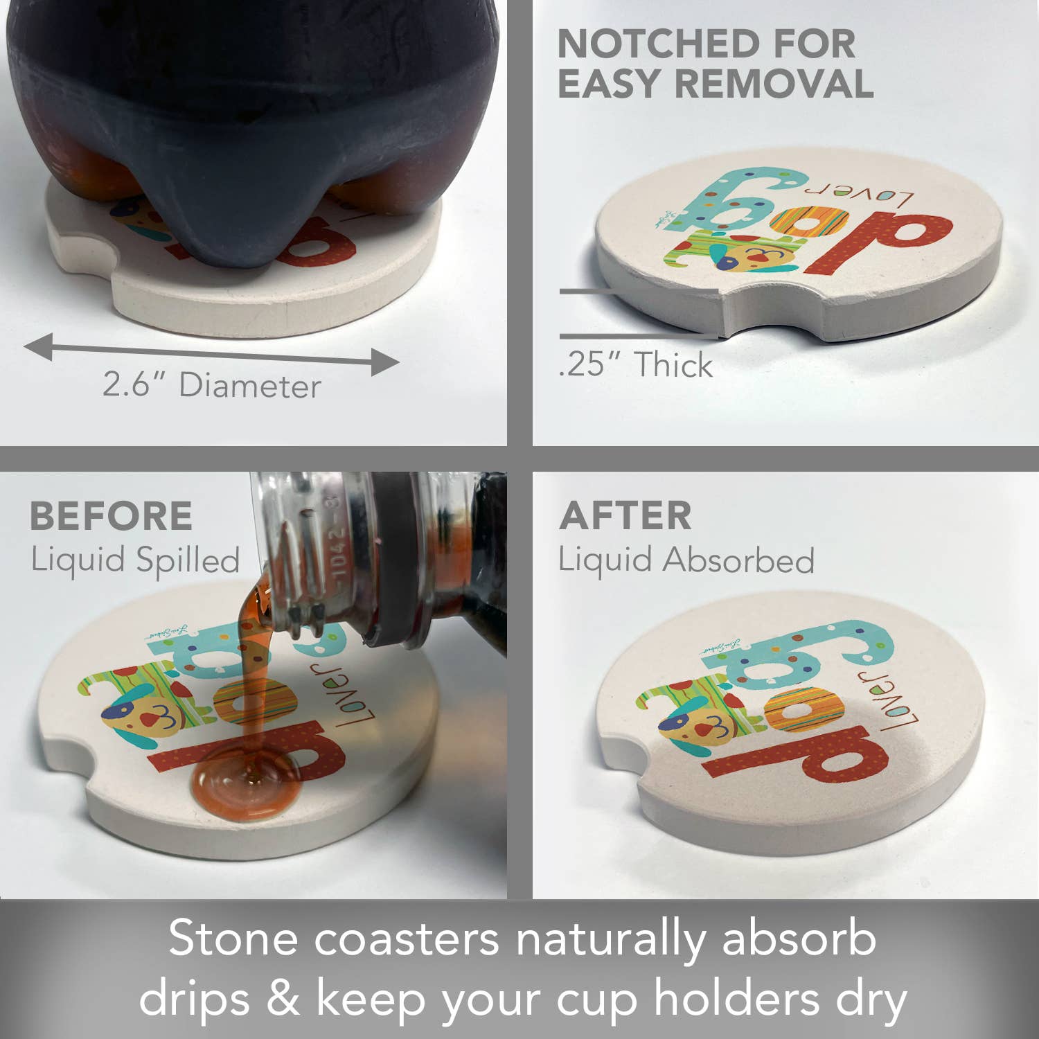 Dog Lover Bulk Absorbent Stone Car Coaster