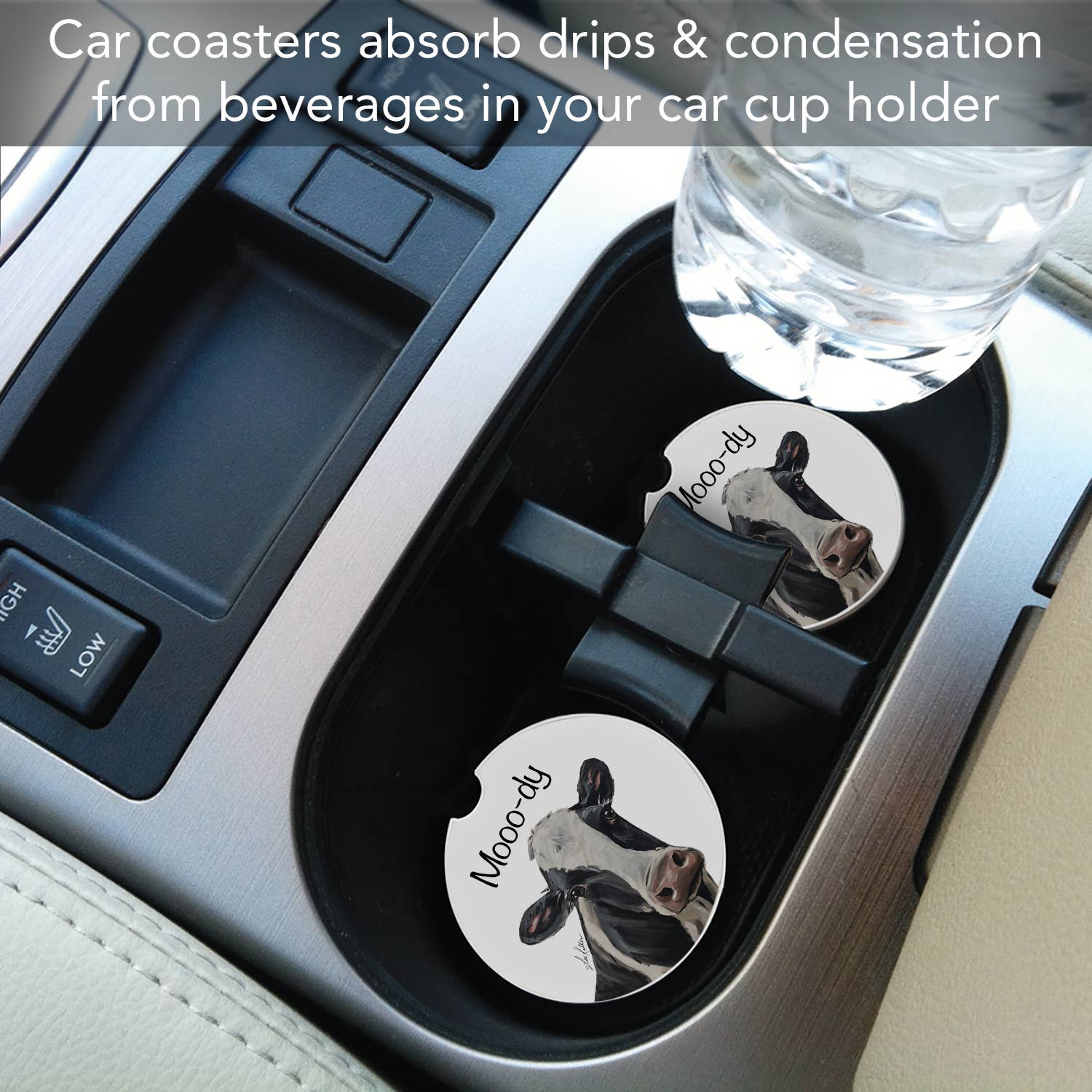 "Mooo-dy" Absorbent Stone Car Coaster
