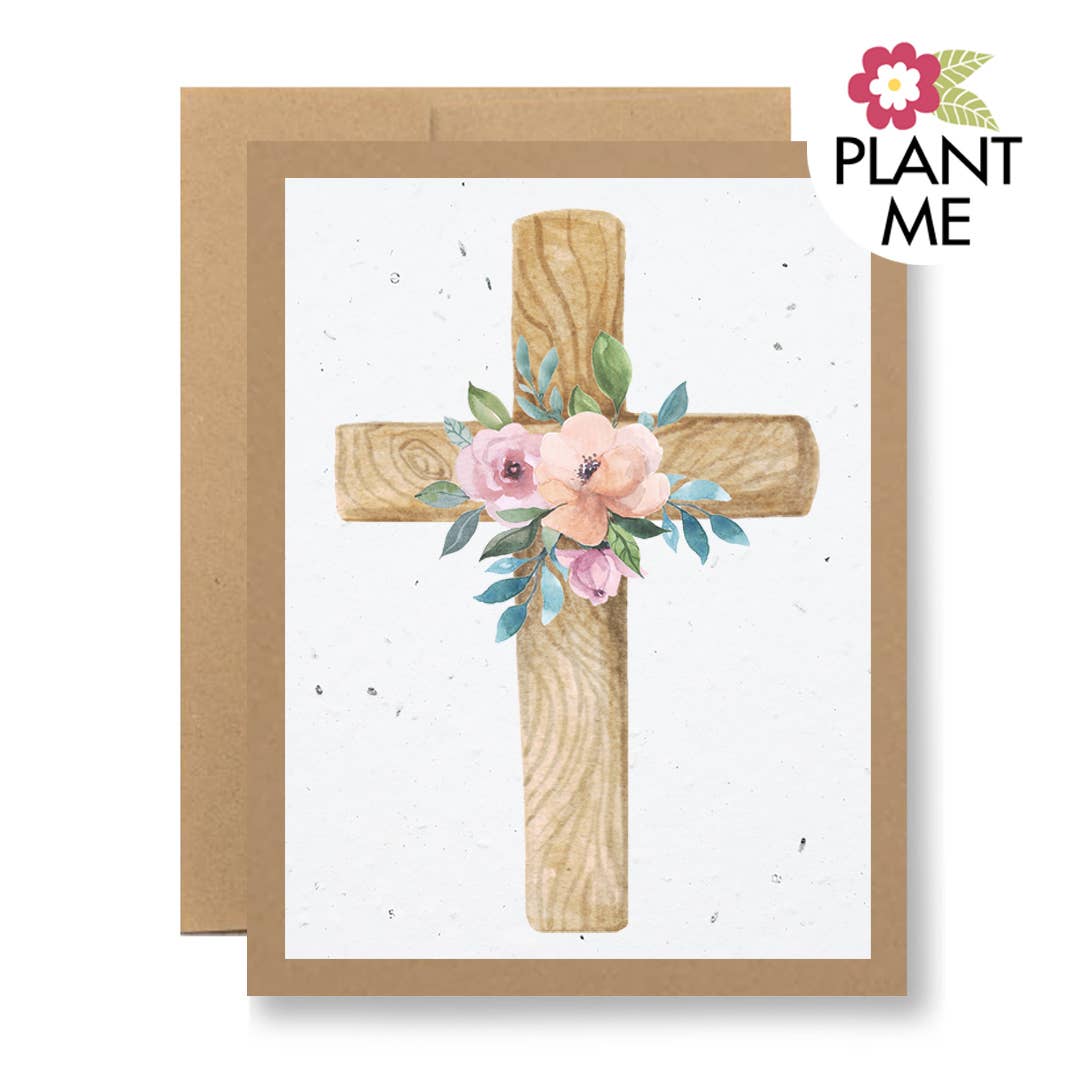 Plantable Seed Paper Greeting Card - {wooden cross}
