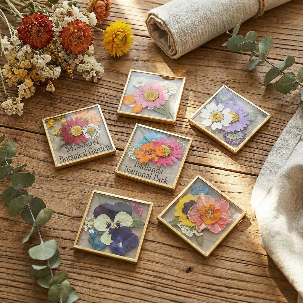 Beveled Glass Magnets - Real Pressed Flowers - Custom Magnet