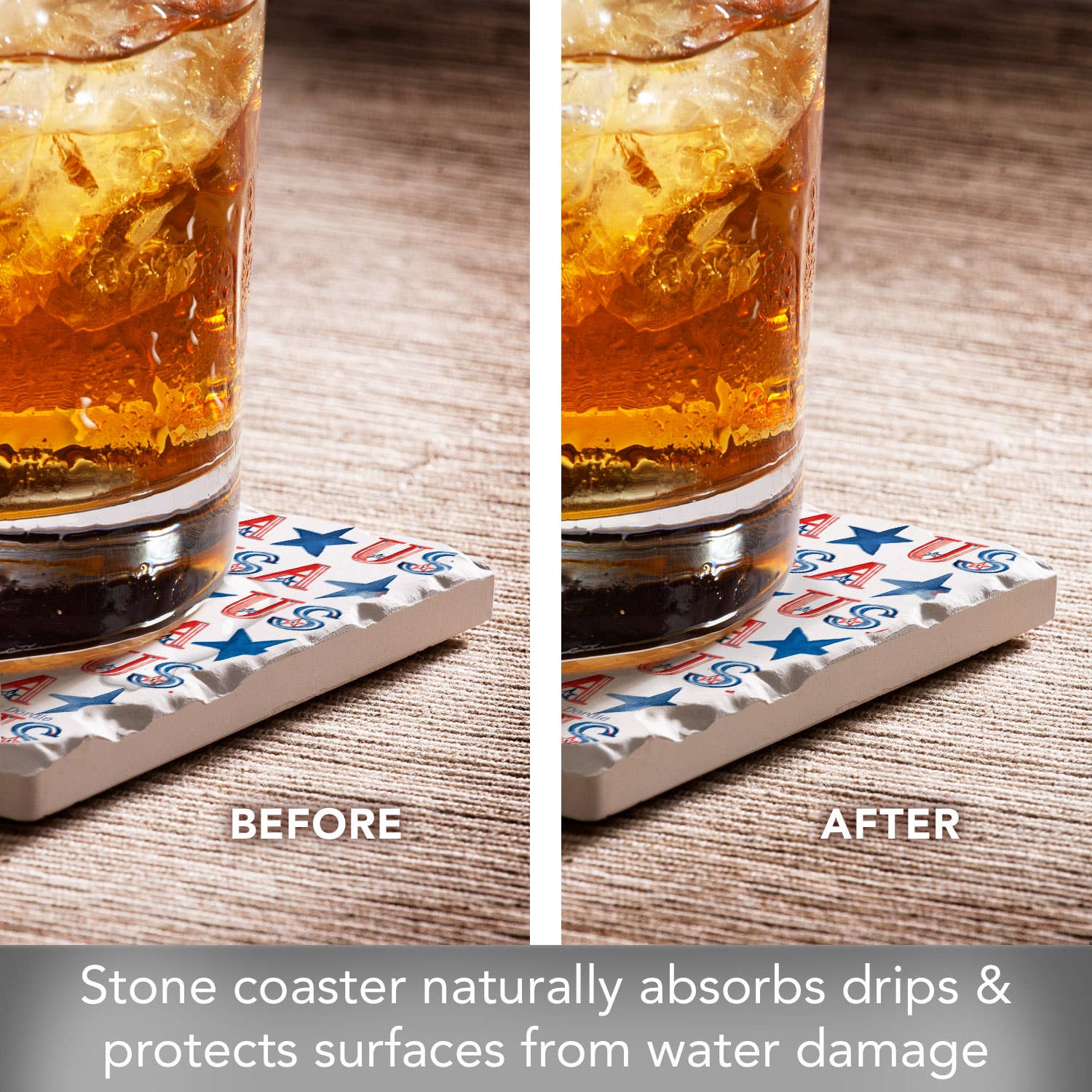 USA Single Absorbent Tumbled Tile Coaster