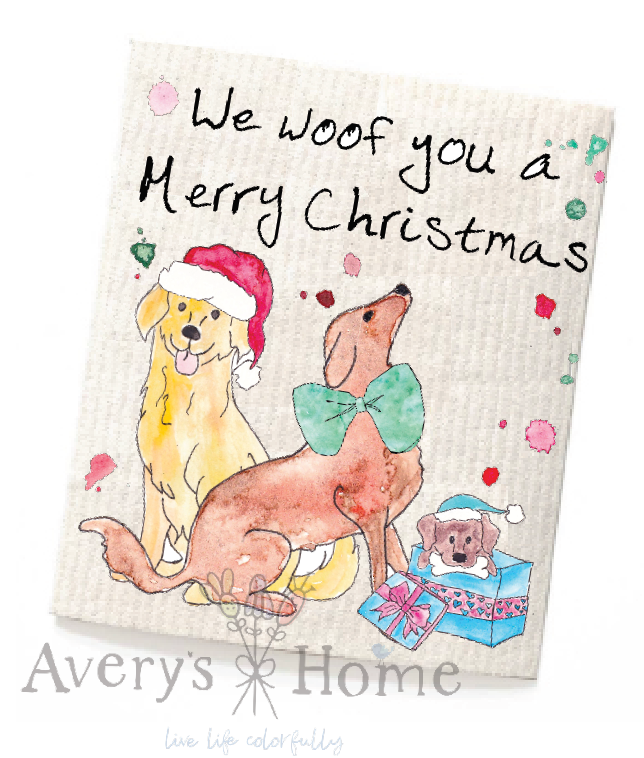 We woof you a Merry Christmas Swedish Dish Towel