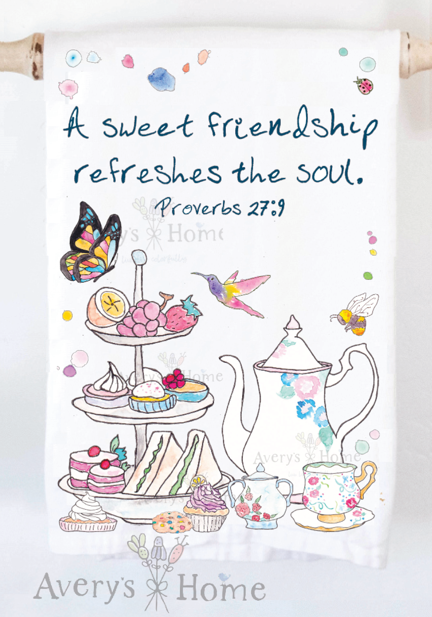 A Friendship Refreshes the Soul Tea Party Tea Towel