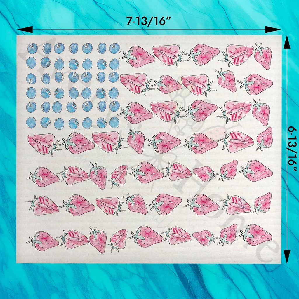Flag & Berries Swedish Dishcloth – Fourth of July Kitchen Gift