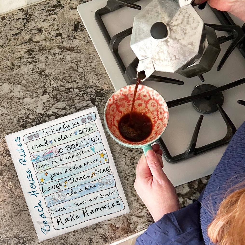 Beach House Rules Swedish Dishcloth