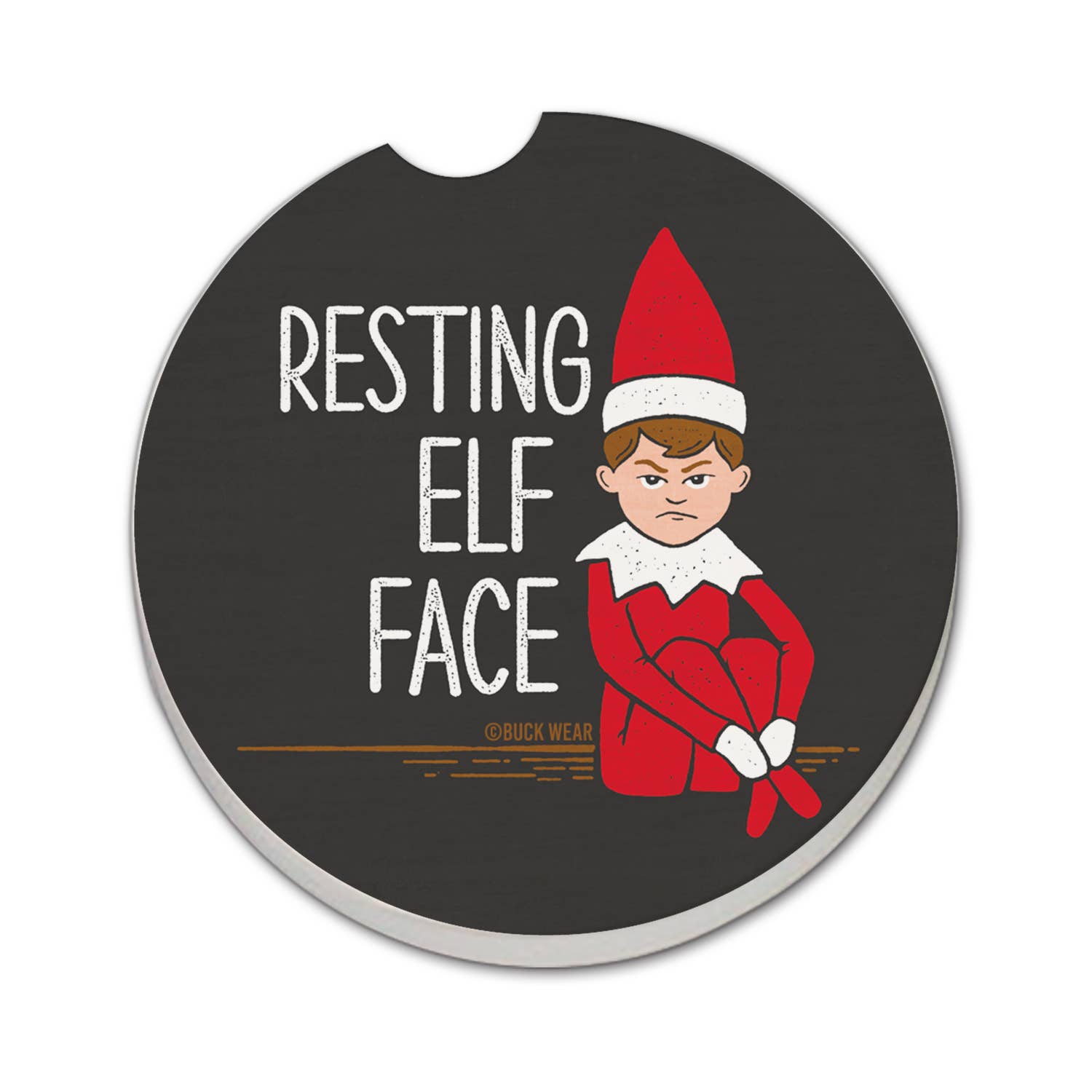 "Resting Elf Face" Stone Car Coaster