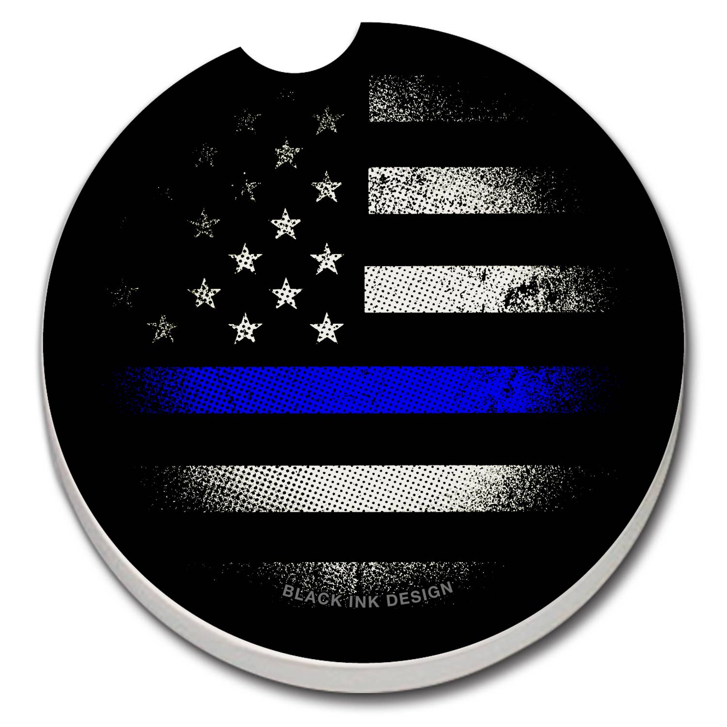 Blue Line Absorbent Stone Car Coaster 1 Pack