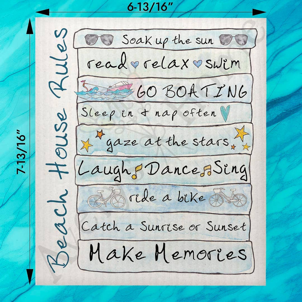Beach House Rules Swedish Dishcloth
