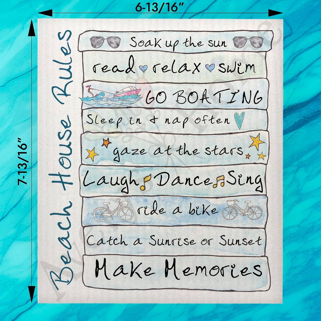 Beach House Rules Swedish Dishcloth