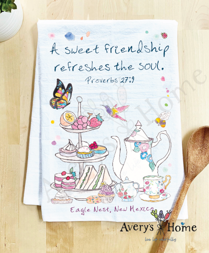 A Friendship Refreshes the Soul Tea Party Tea Towel