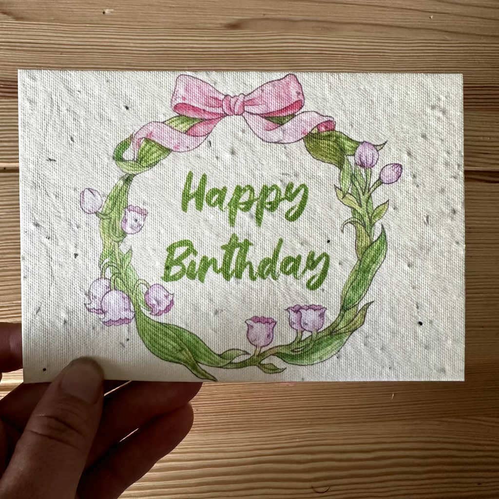 Happy Birthday Greeting Card Plantable Wildflower Herb Seed