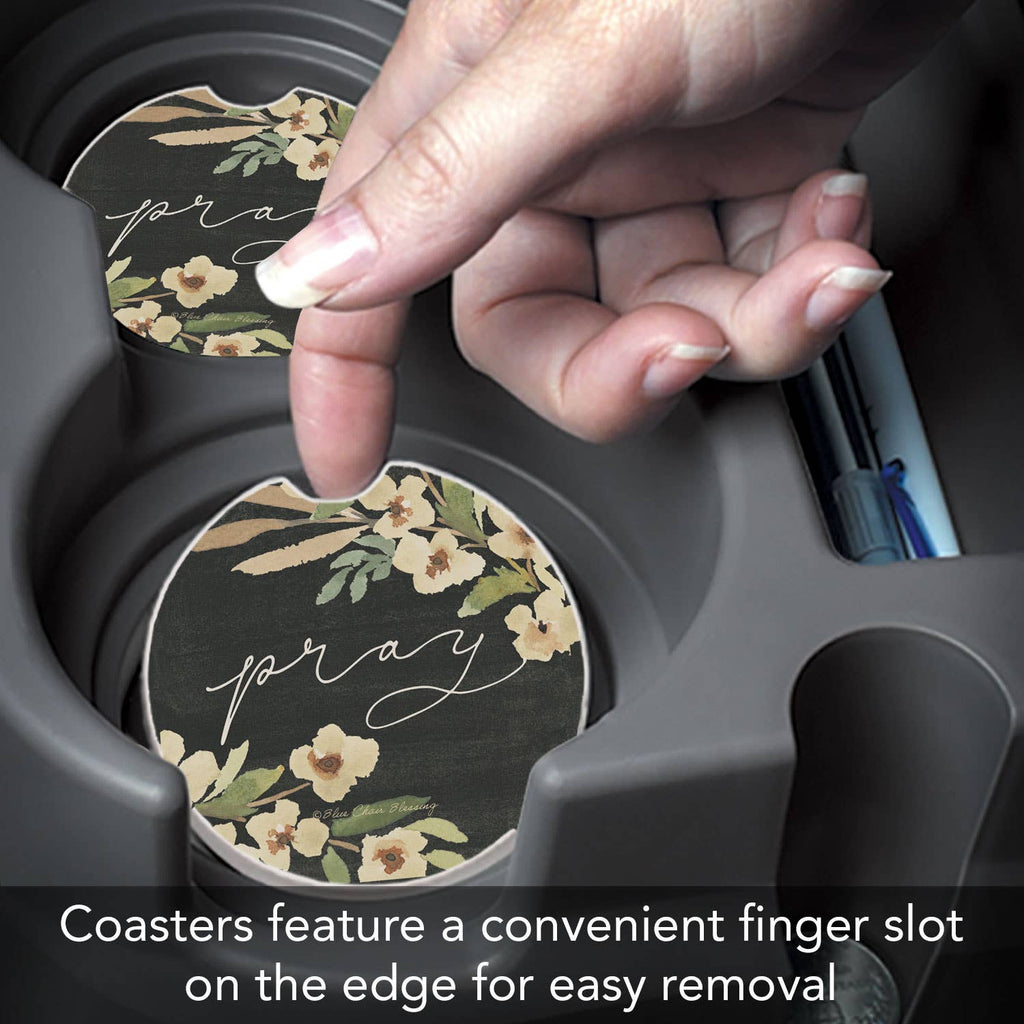 "Pray" Stone Car Coaster