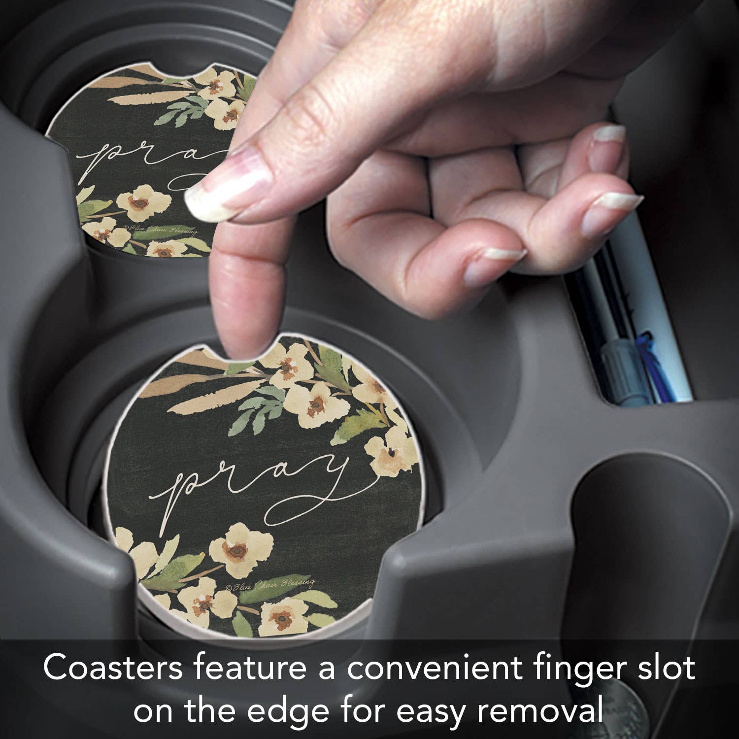 "Pray" Stone Car Coaster