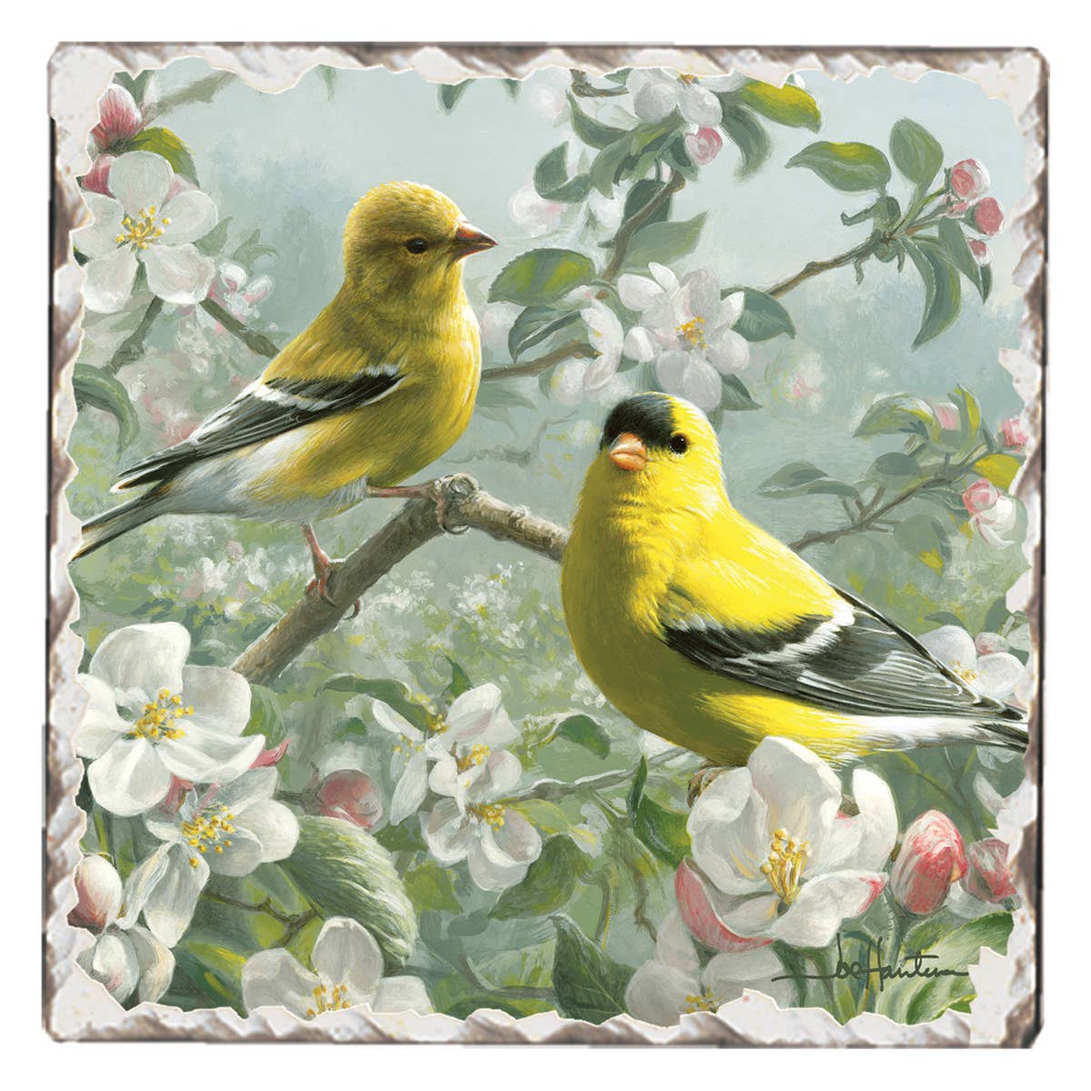 Yellow Birds Stone Coaster